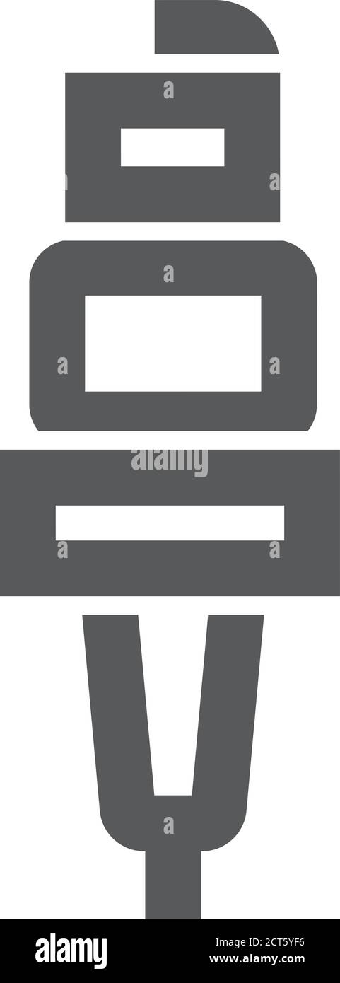 Spark plug icon in thick outline style. Black and white monochrome ...