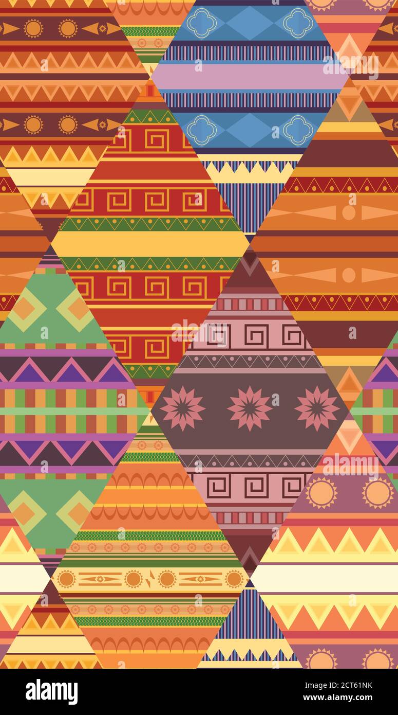 Seamless tribal pattern with native patterns. Patchwork blanket. Vector