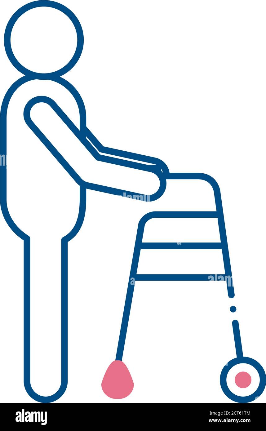 man with walker line style icon vector design Stock Vector Image & Art ...