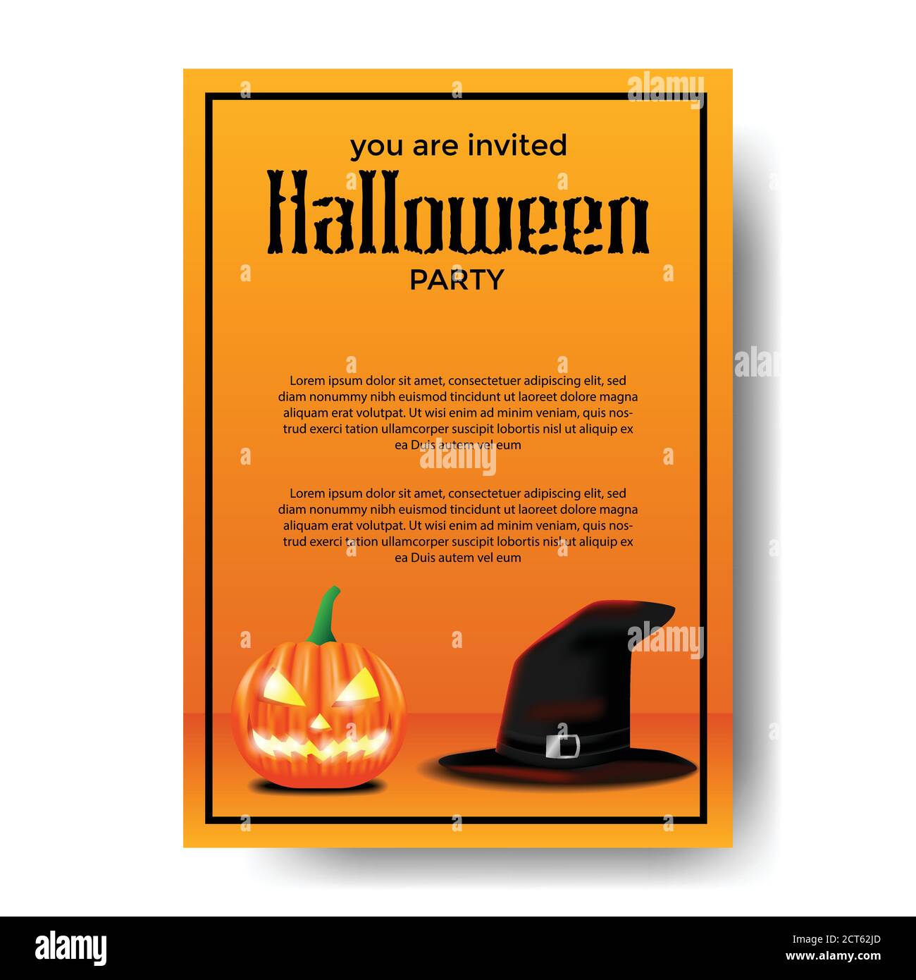 Halloween party poster invitation with illustration of pumpkin jack o ...