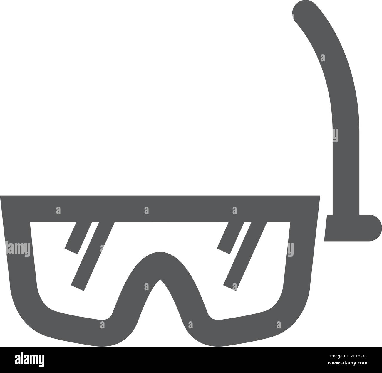 Snorkel mask icon in thick outline style. Black and white monochrome ...