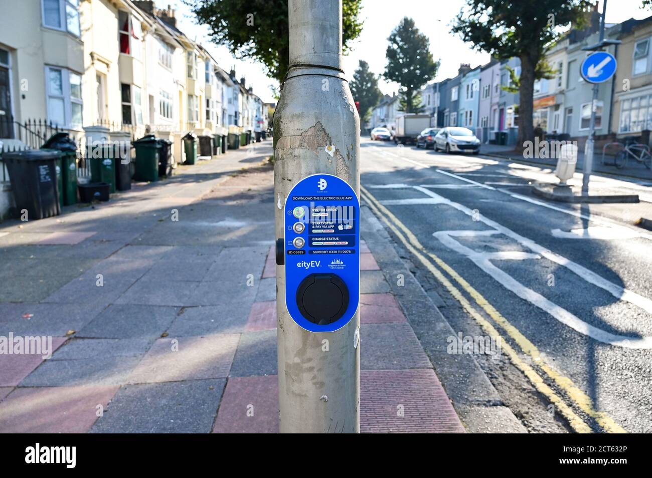 Brighton UK 21st September 2020 An electric vehicle charging point