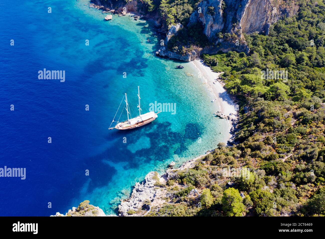 Aerial view of coastal scenic Mersincik, Gokova Bay Datca Turkey Stock ...