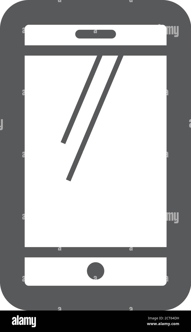 Smartphone icon in thick outline style. Black and white monochrome ...
