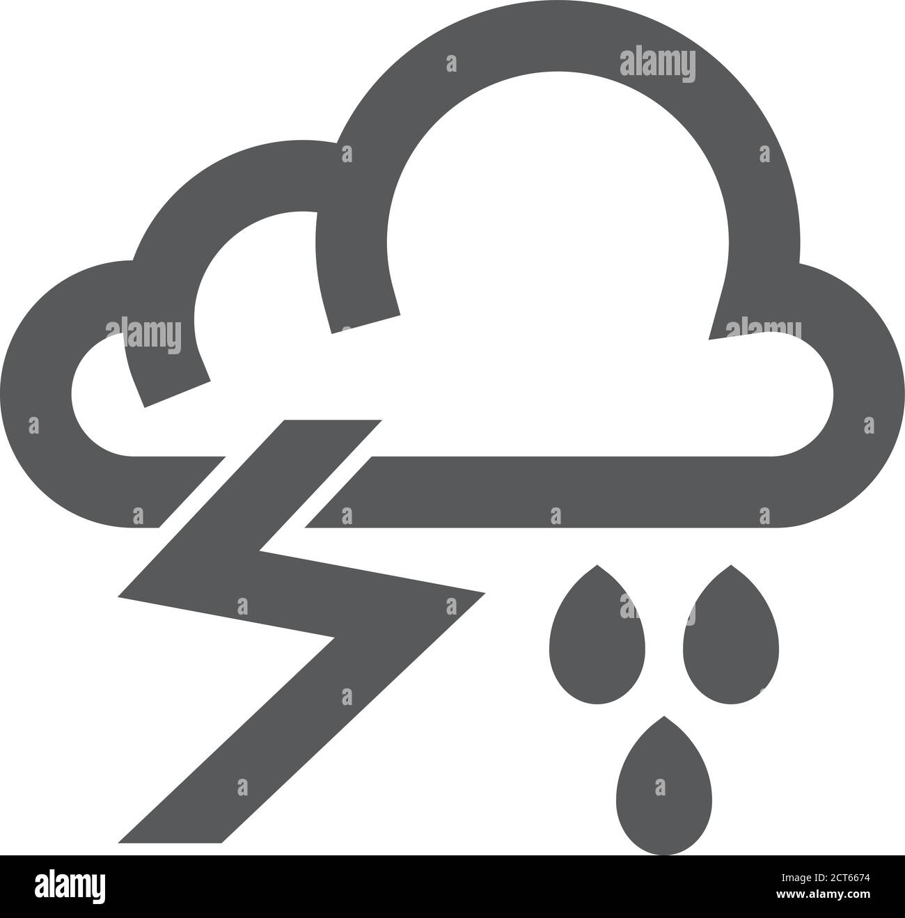 Weather overcast storm icon in thick outline style. Black and white ...