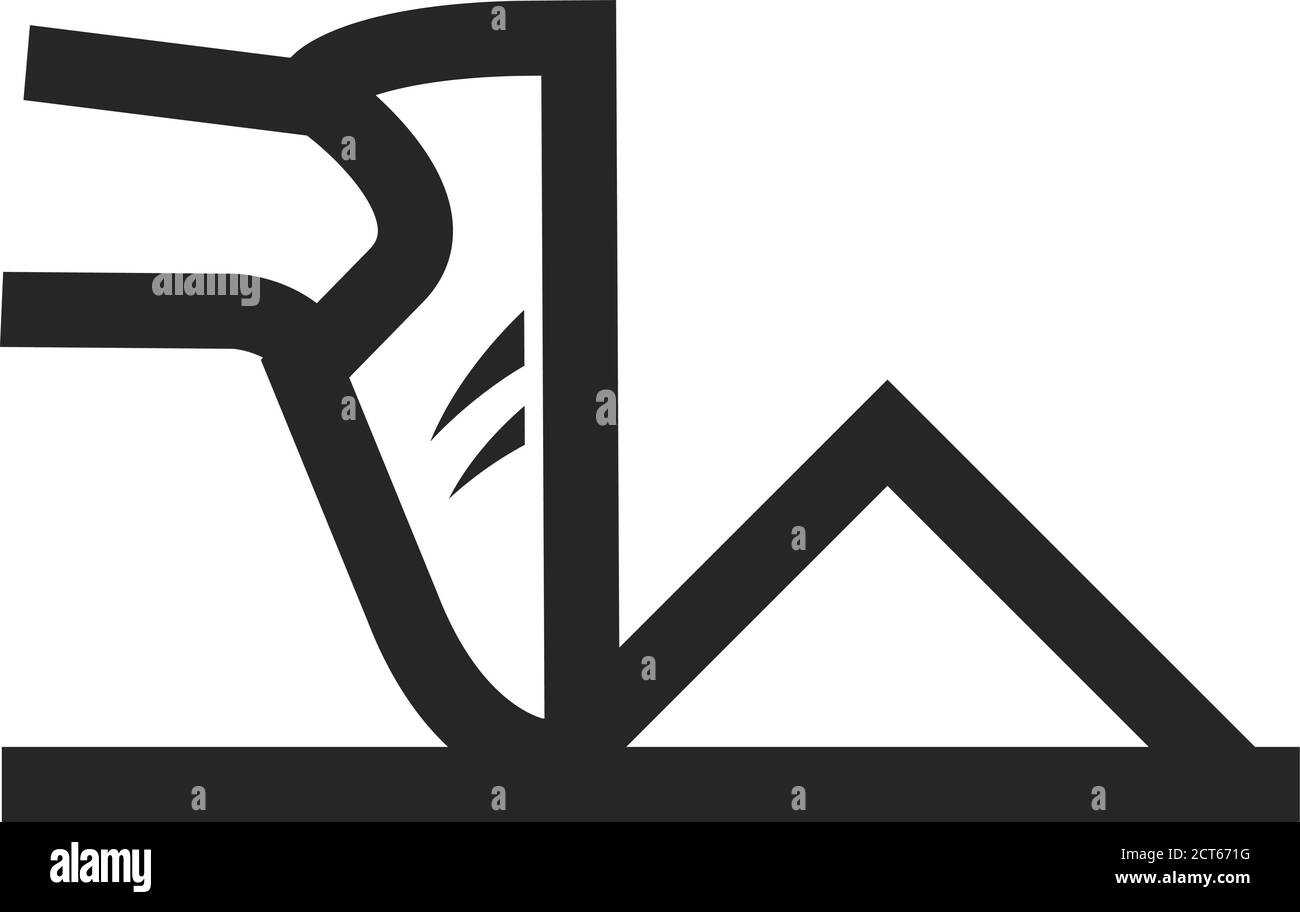 Starting block icon in thick outline style. Black and white monochrome ...