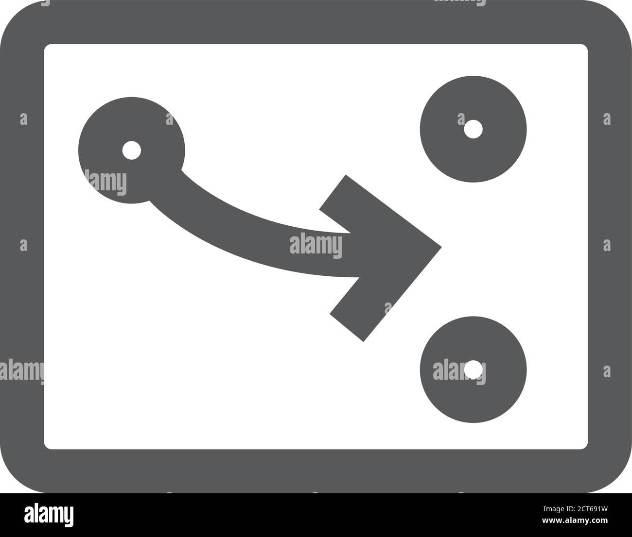Chalkboard with arrow doodle icon in thick outline style. Black and ...