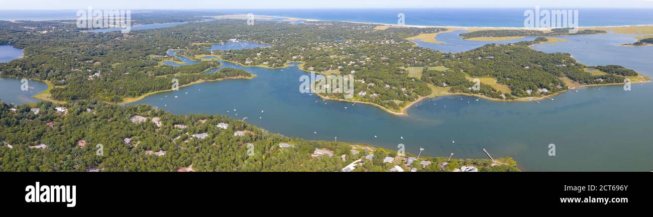 Cape Cod is a popular vacation destination with its beautiful beaches, quaint towns and hotels, art galleries, ponds, sailing, and coastal wildlife. Stock Photo