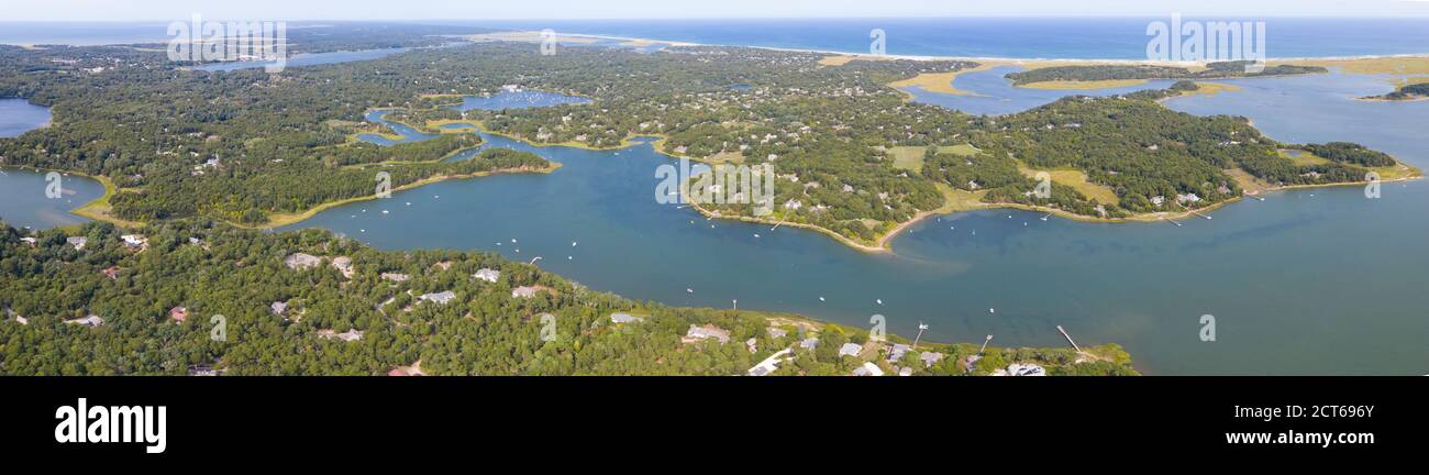 Cape Cod is a popular vacation destination with its beautiful beaches, quaint towns and hotels, art galleries, ponds, sailing, and coastal wildlife. Stock Photo