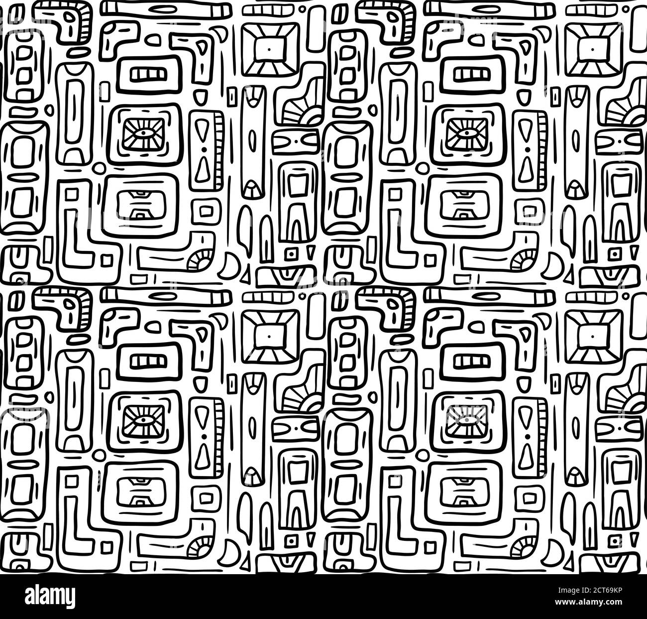 Seamless black and white texture with tribal doodle pattern from geometric  shapes. Vector native pattern for wallpaper, fabrics and your creativity  Stock Vector Image & Art - Alamy