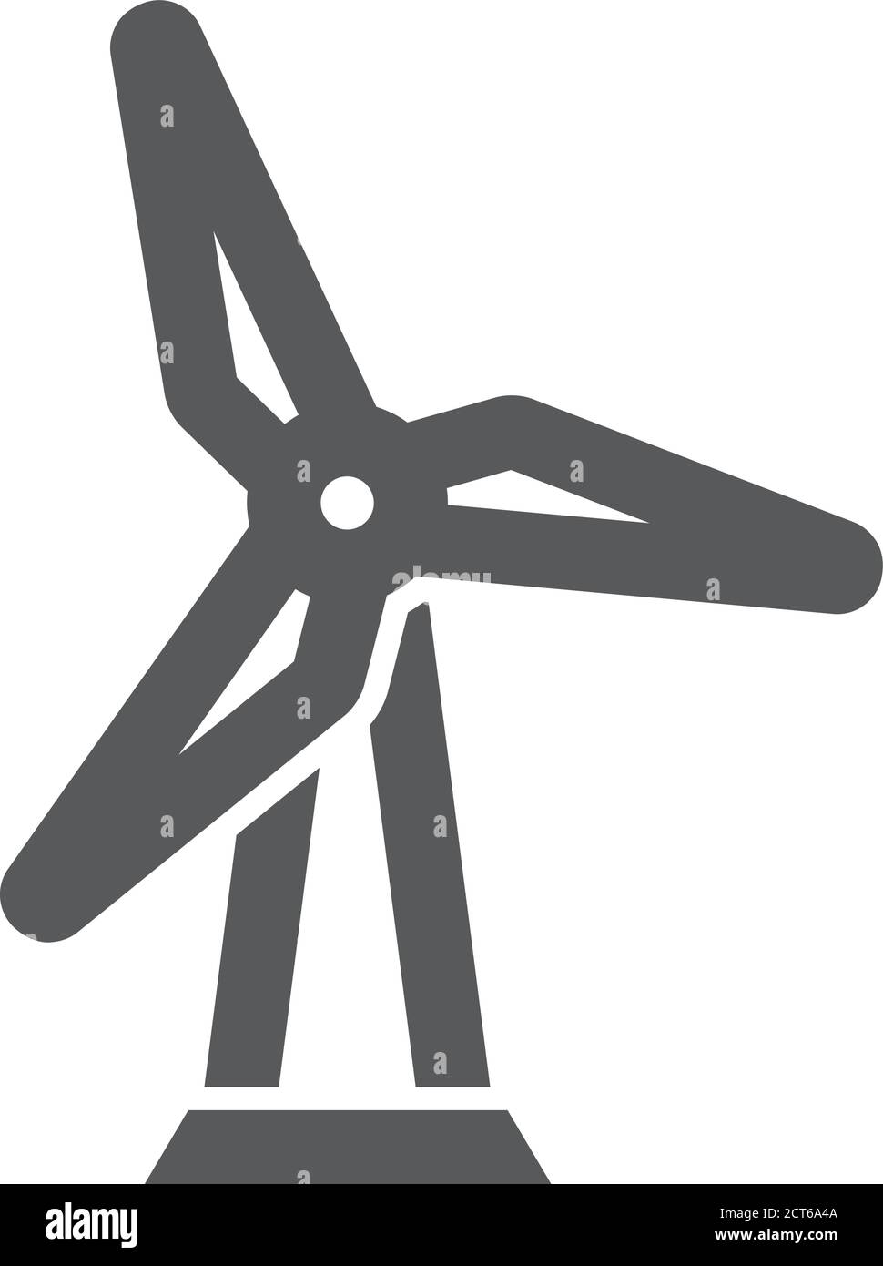 Wind turbine icon in thick outline style. Black and white monochrome ...