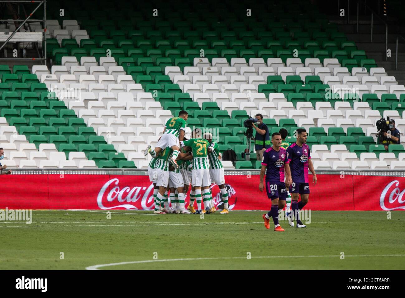 William Carvalho of Real Betis celebrates after his goal with teammates during the Spanish championship La Liga football match between Real Betis Balo Stock Photo