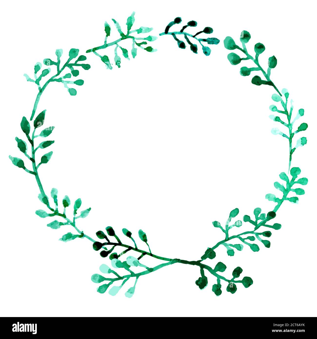 Floral leaves frame. Rustic herbs border vector illustration Stock ...