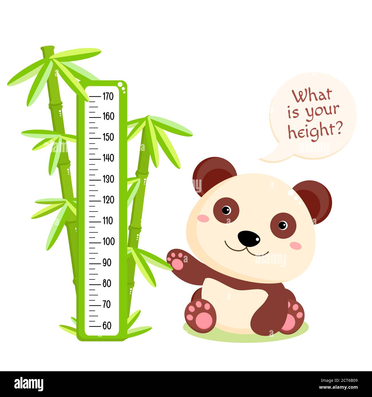 Height chart with cute panda and bamboo. Kids meter with cartoon animal.  Inscription - What is your height? Meter wall or baby scale of growth.  Vector Stock Vector Image & Art - Alamy