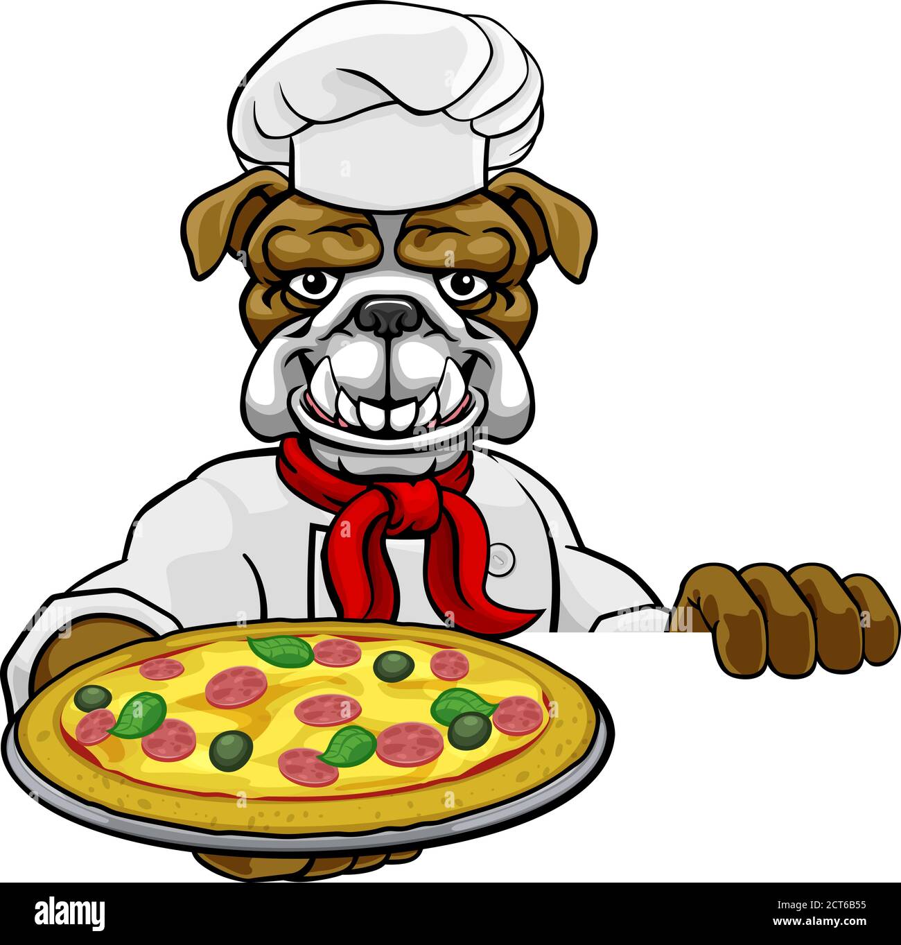 Bulldog Pizza Chef Cartoon Restaurant Mascot Sign Stock Vector