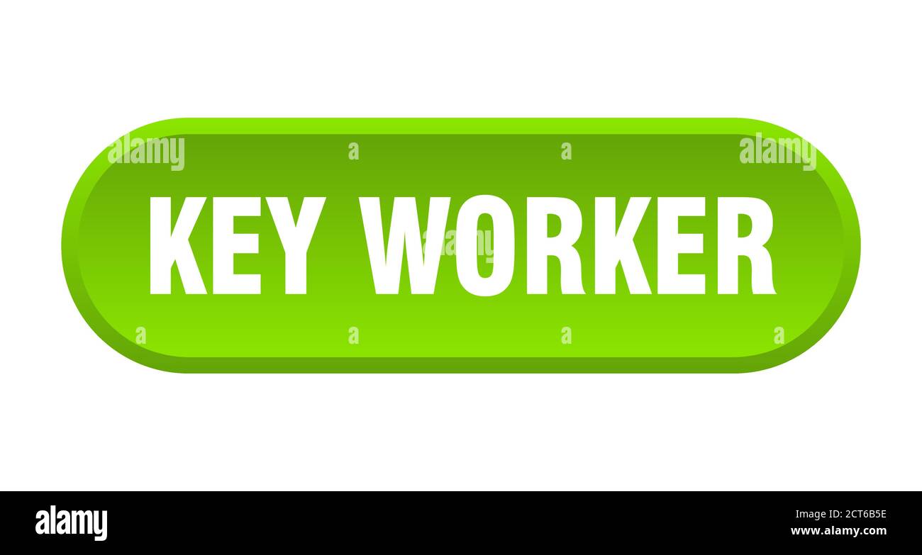 key worker button. rounded sign isolated on white background Stock