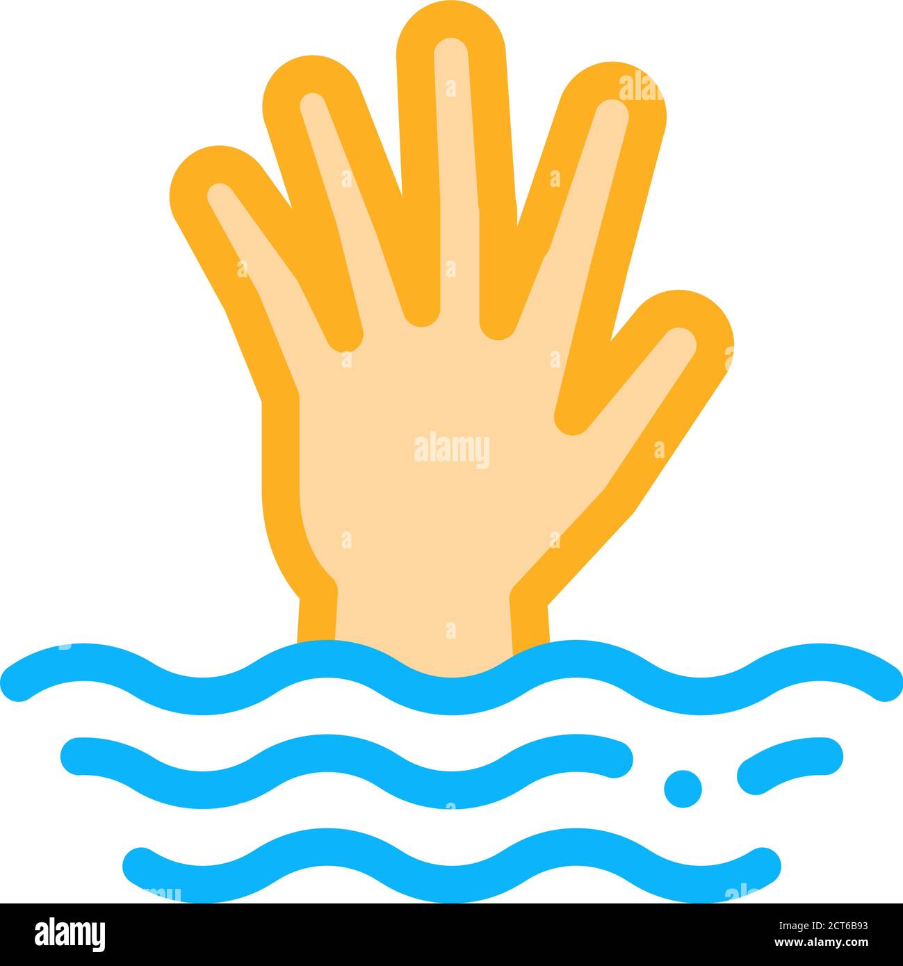 saving drowning man icon vector outline illustration Stock Vector