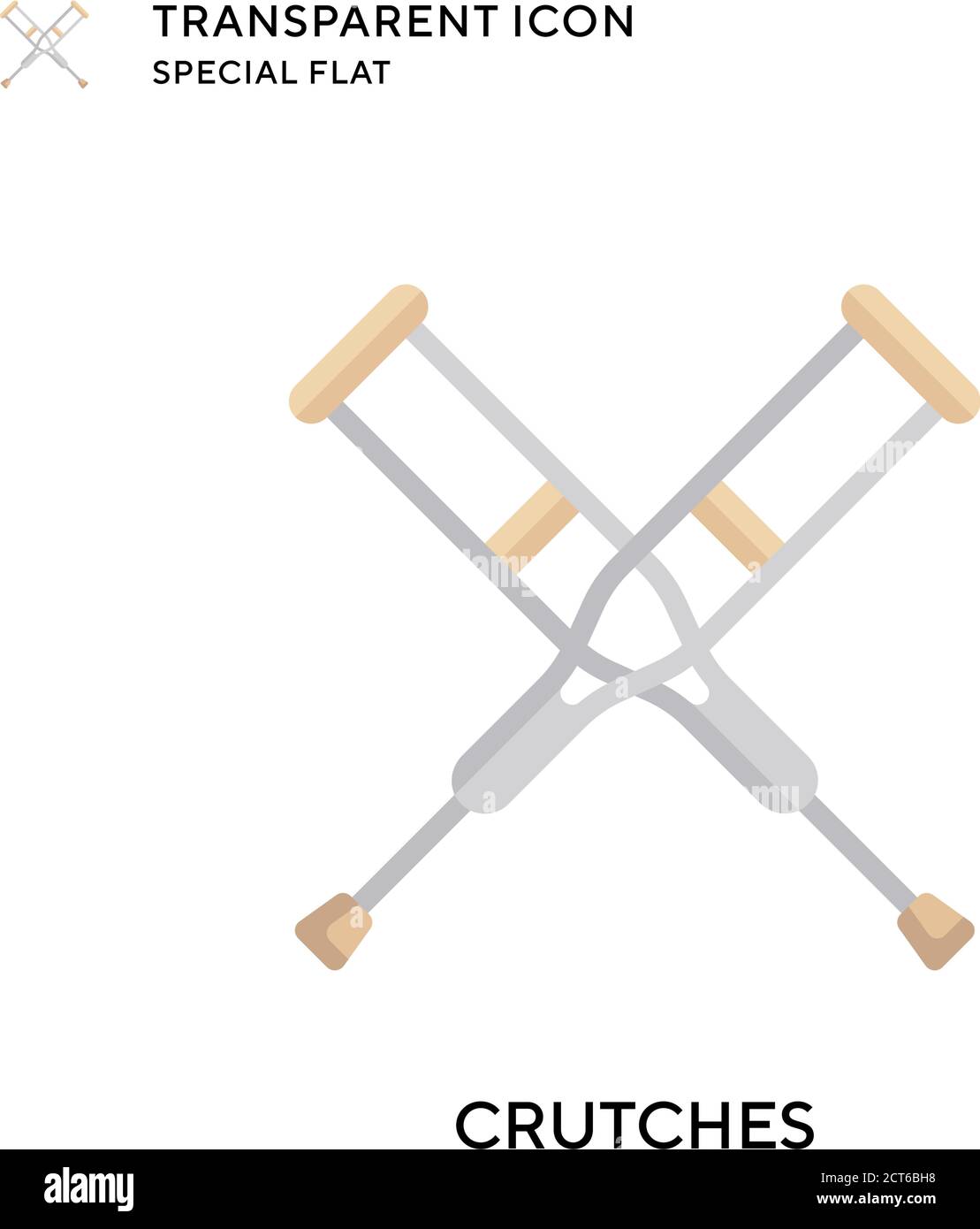 Crutches vector icon. Flat style illustration. EPS 10 vector Stock