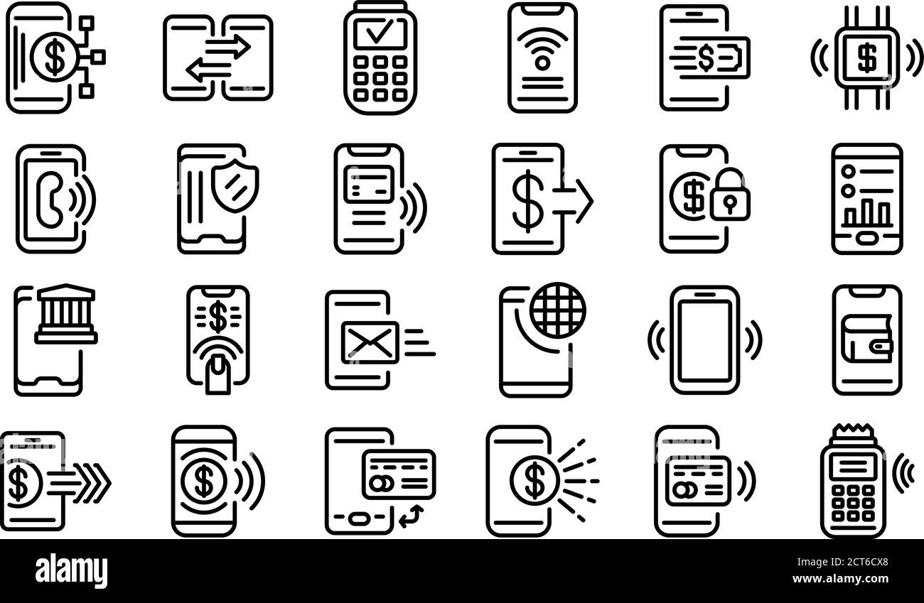 Mobile payment icons set, outline style Stock Vector Image & Art - Alamy