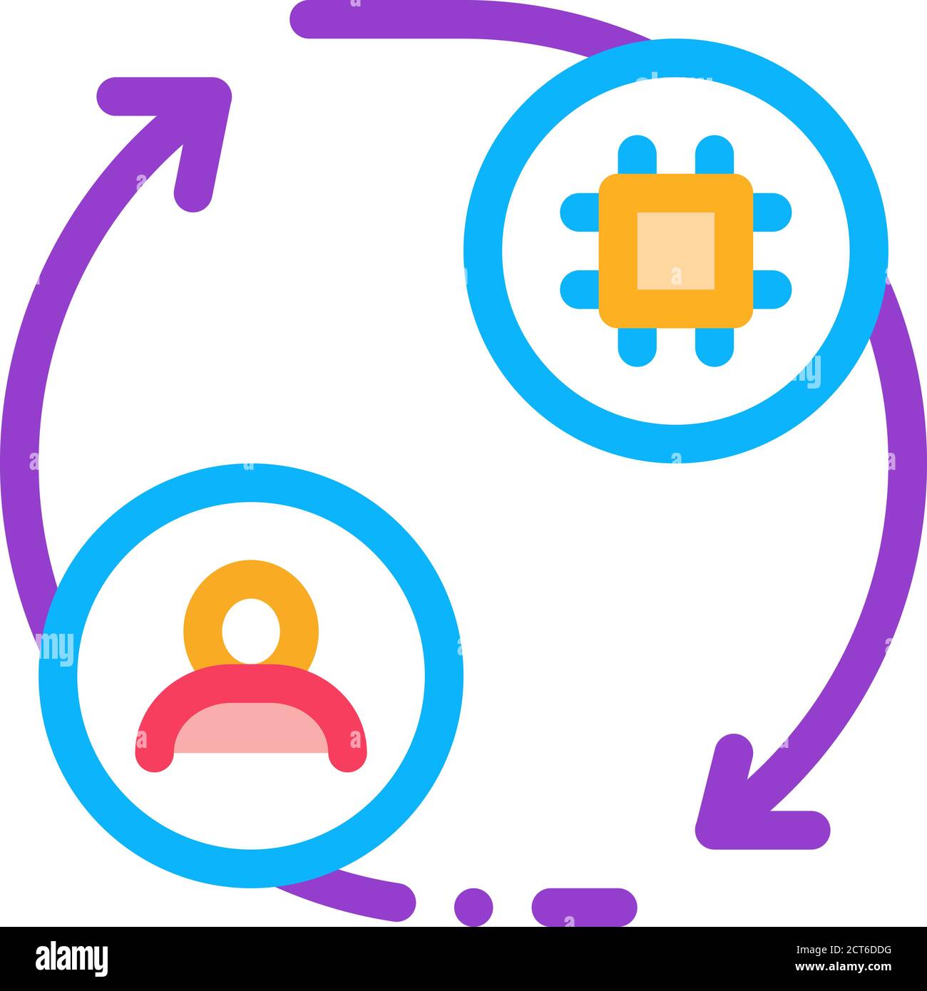 human and computer car control icon vector outline illustration Stock ...