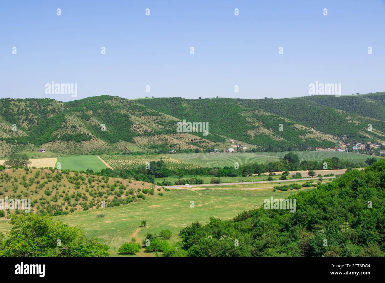Village landscape from Azerbaijan. Ismailli region of Azerbaijan. Beautiful nature of Azerbaijan Stock Photo