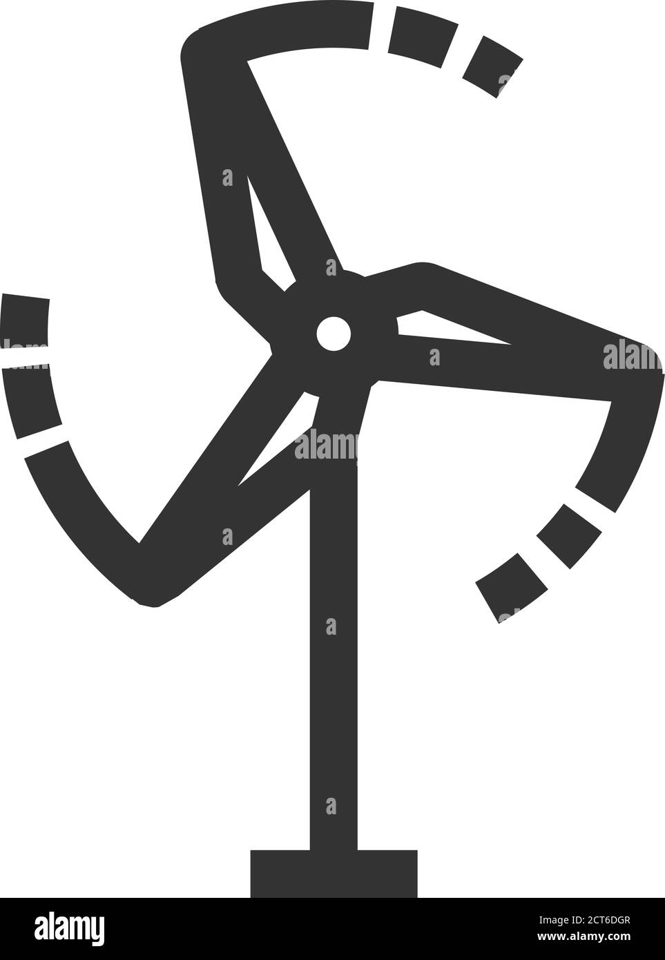 Wind turbine icon in thick outline style. Black and white monochrome ...