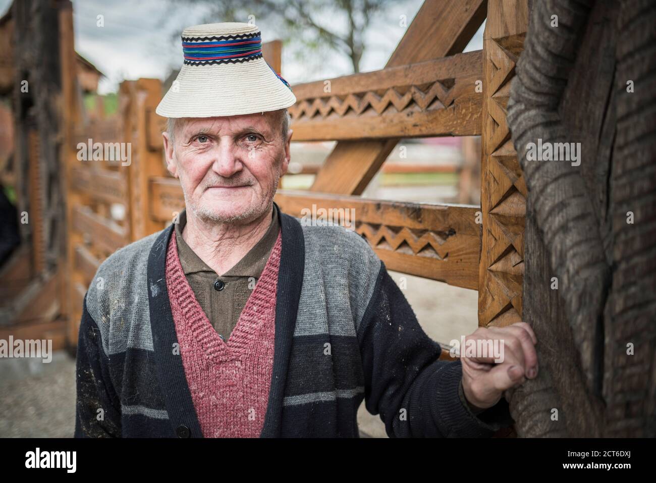 Portrait of a Romanian man in Sarbi, Maramures, Romania Stock Photo