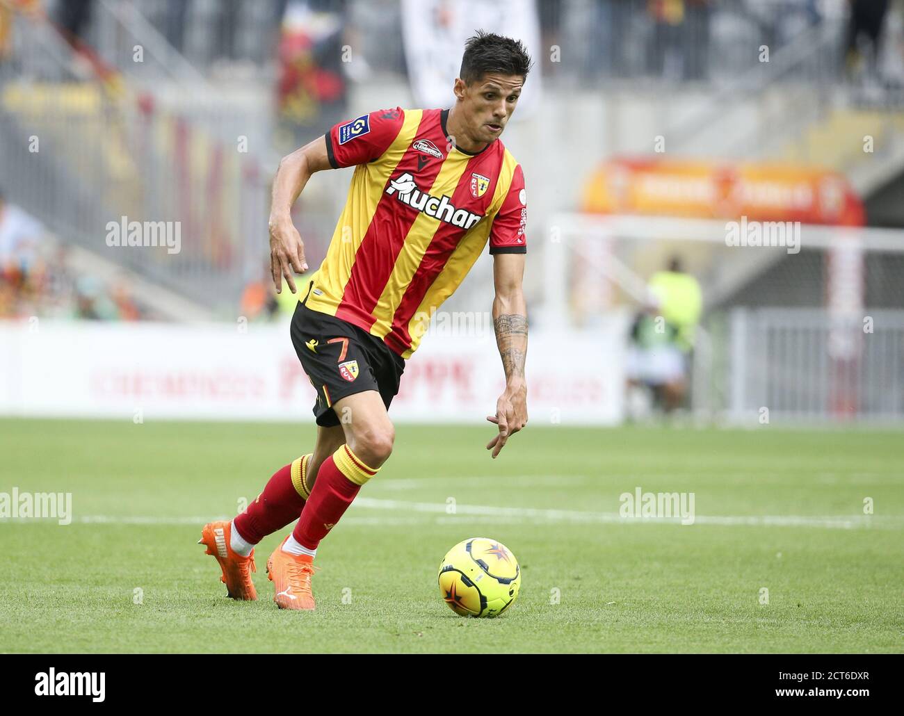Florian Sotoca of Lens during the French championship Ligue 1 football match between RC Lens and Girondins de Bordeaux on September 19, 2020 at Stade Stock Photo
