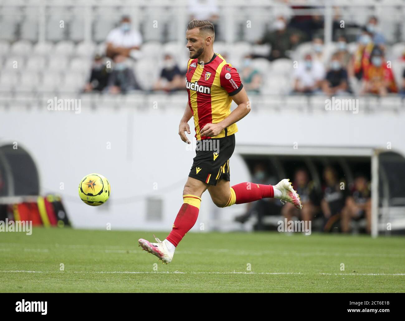 Jonathan Gradit of Lens during the French championship Ligue 1 football match between RC Lens and Girondins de Bordeaux on September 19, 2020 at Stade Stock Photo