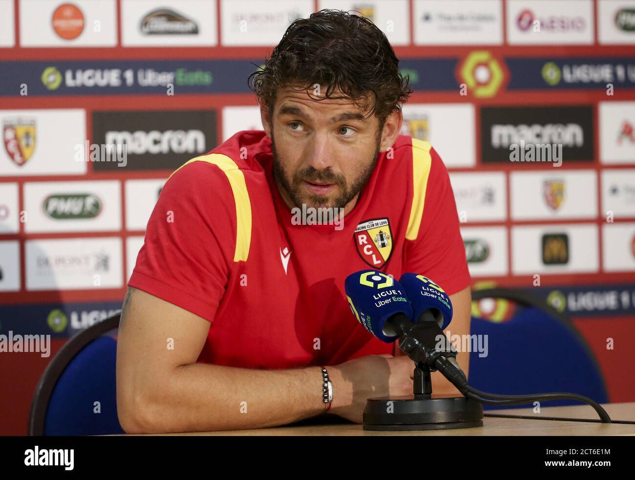 Goalkeeper of Lens Jean-Louis Leca during the press conference following the French championship Ligue 1 football match between RC Lens and Girondins Stock Photo