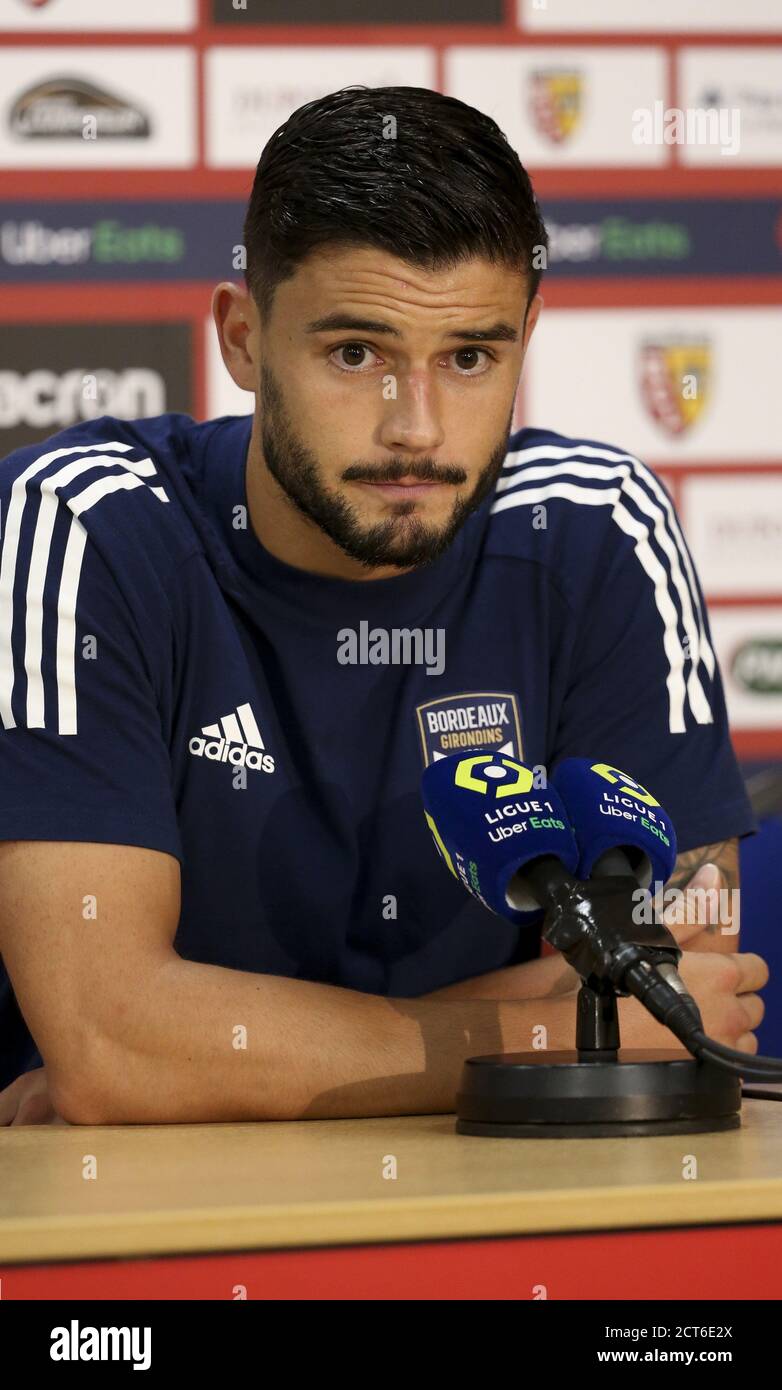 Loris Benito Souto of Bordeaux during the press conference following the French championship Ligue 1 football match between RC Lens and Girondins de B Stock Photo