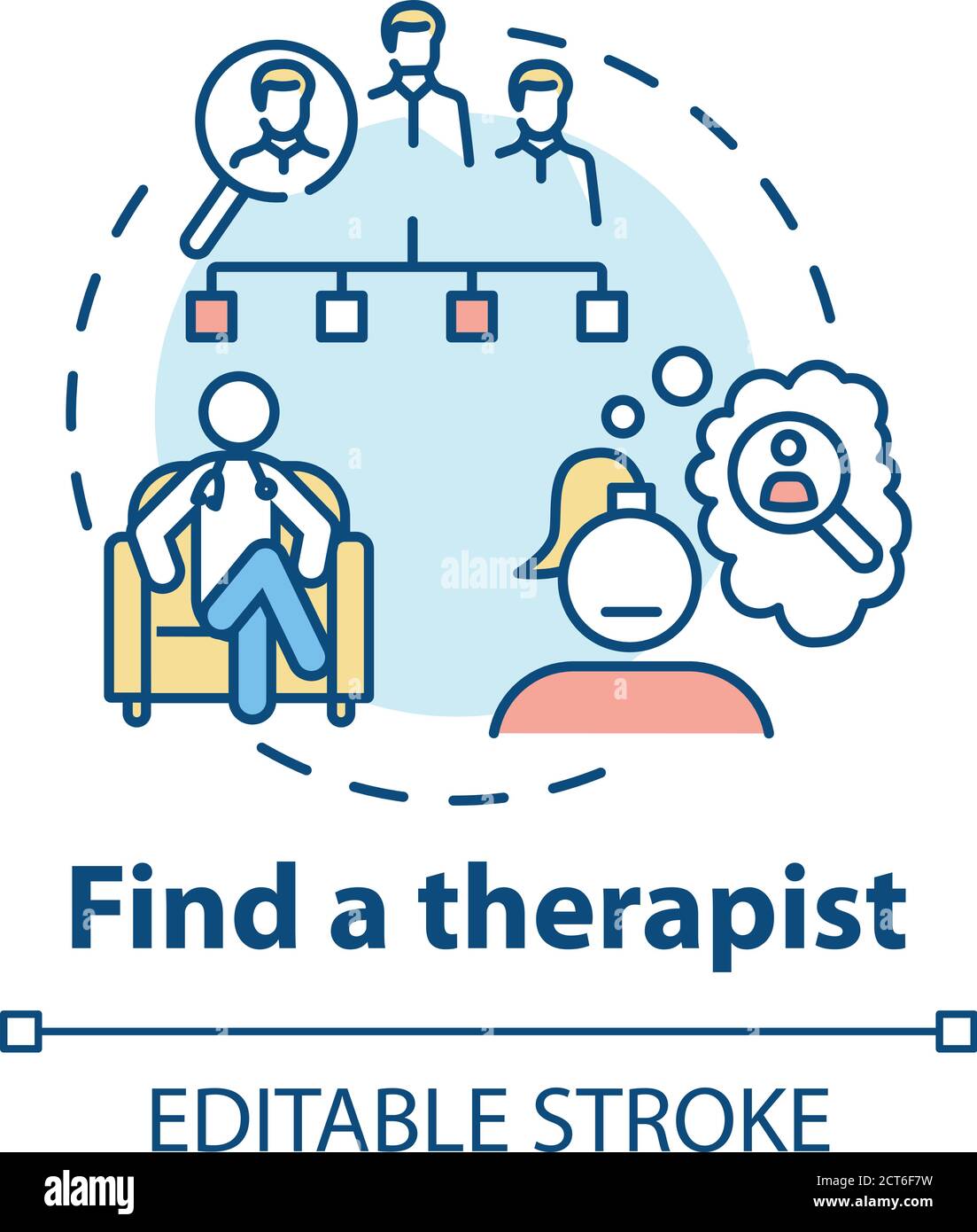 Find therapist concept icon Stock Vector