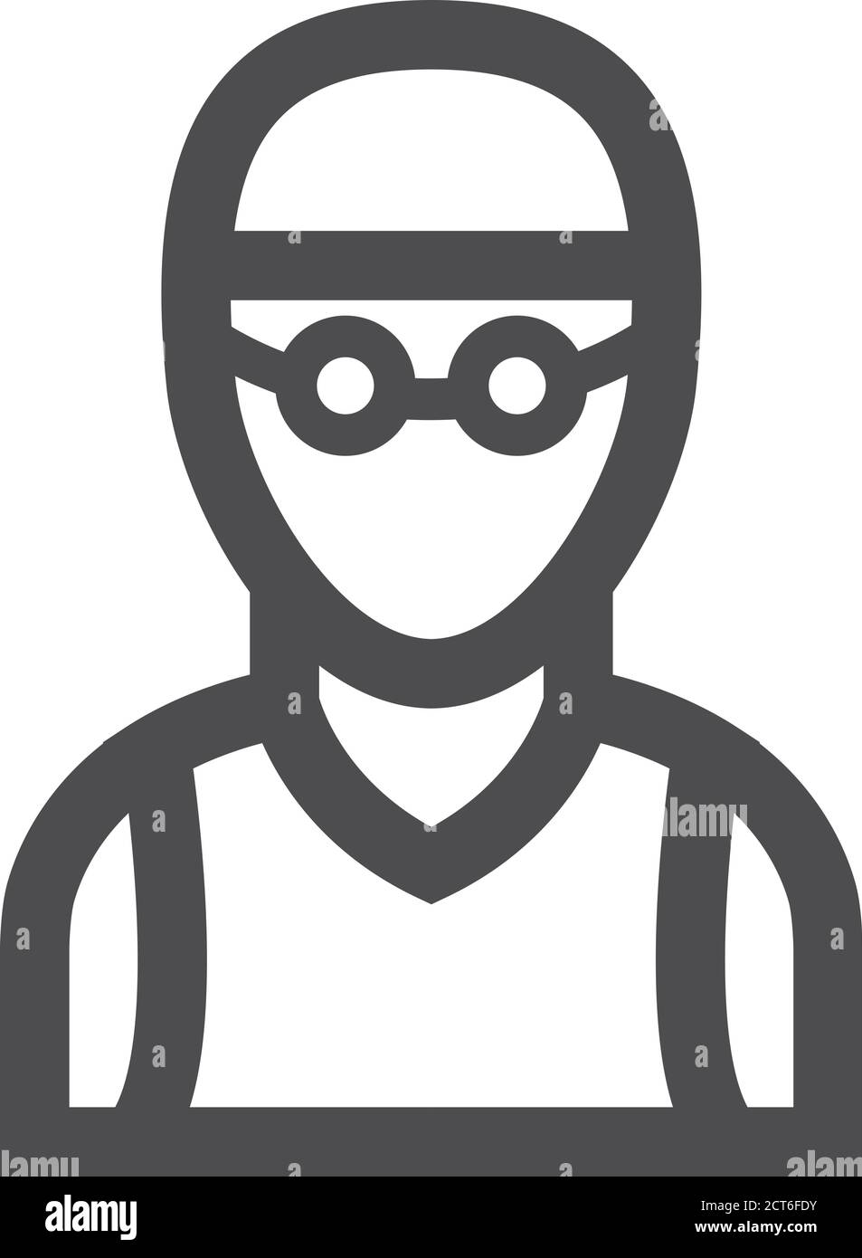Swimming athlete icon in thick outline style. Black and white ...