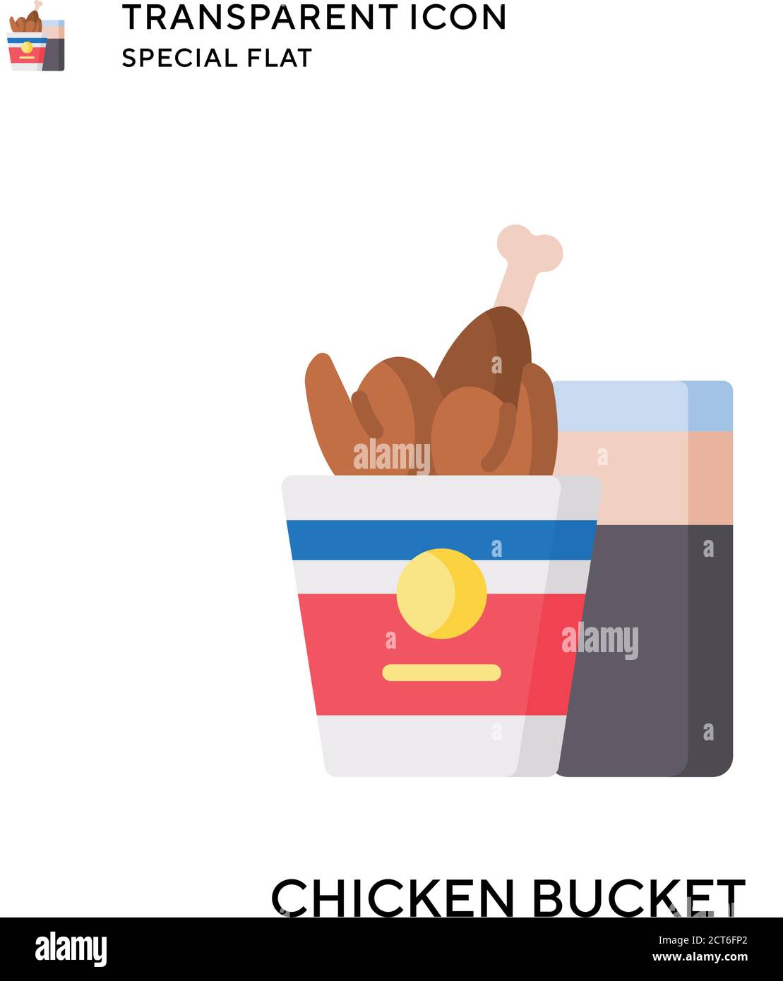 Chicken bucket vector icon. Flat style illustration. EPS 10 vector. Stock Vector