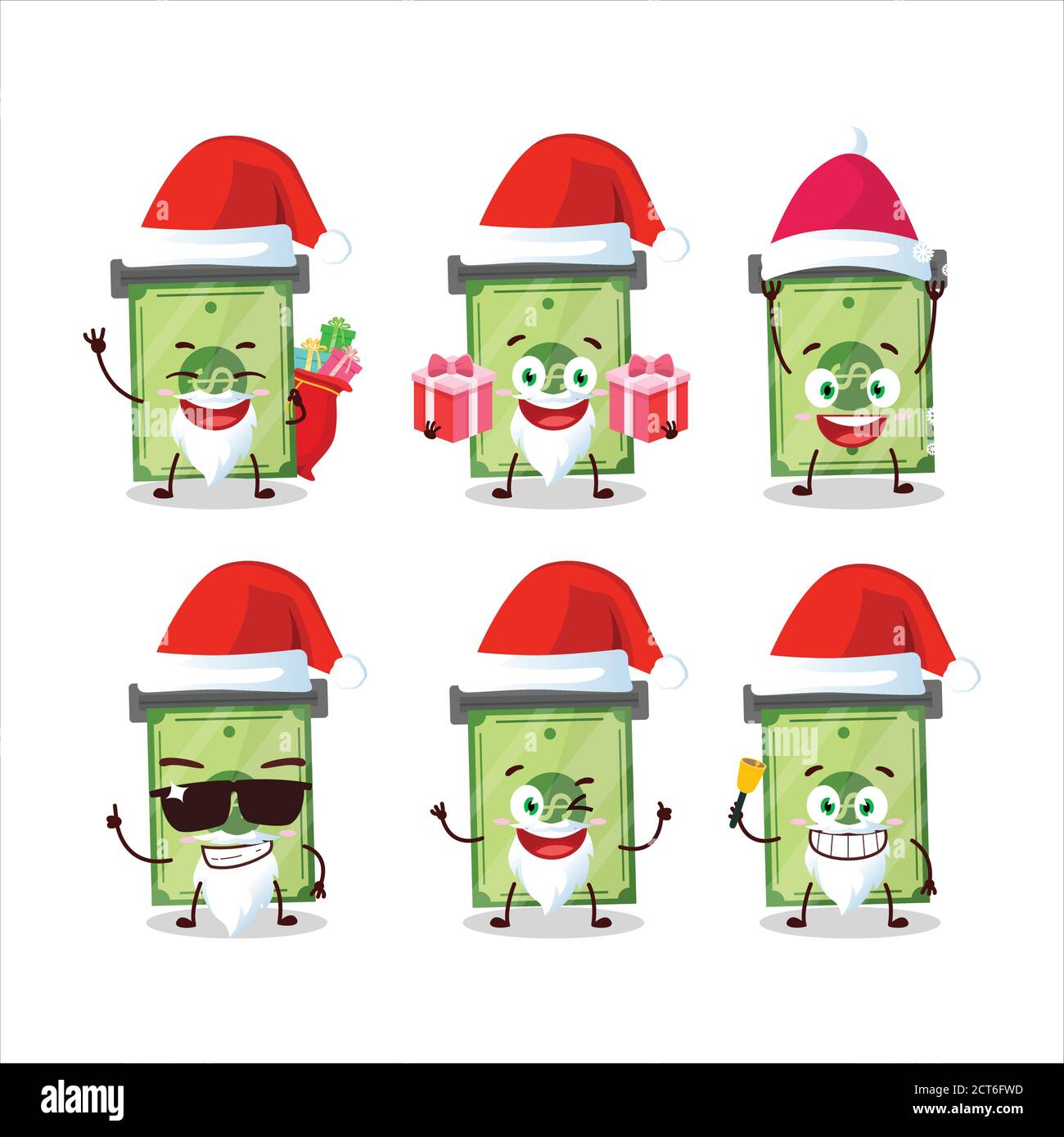 Santa Claus emoticons with money slot cartoon character Stock Vector ...