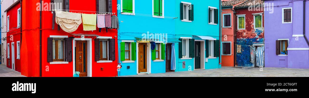Bunt gestrichene Häuser, Burano, Venedig, Venetien, Italien, Europa Stock Photo