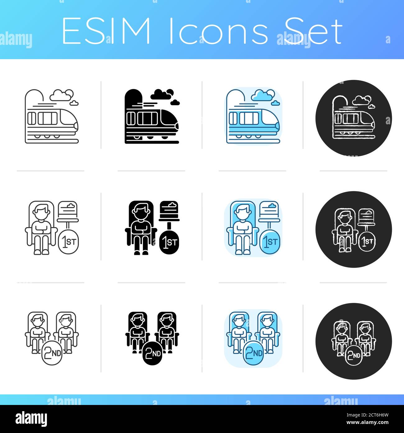 Train services icons set Stock Vector