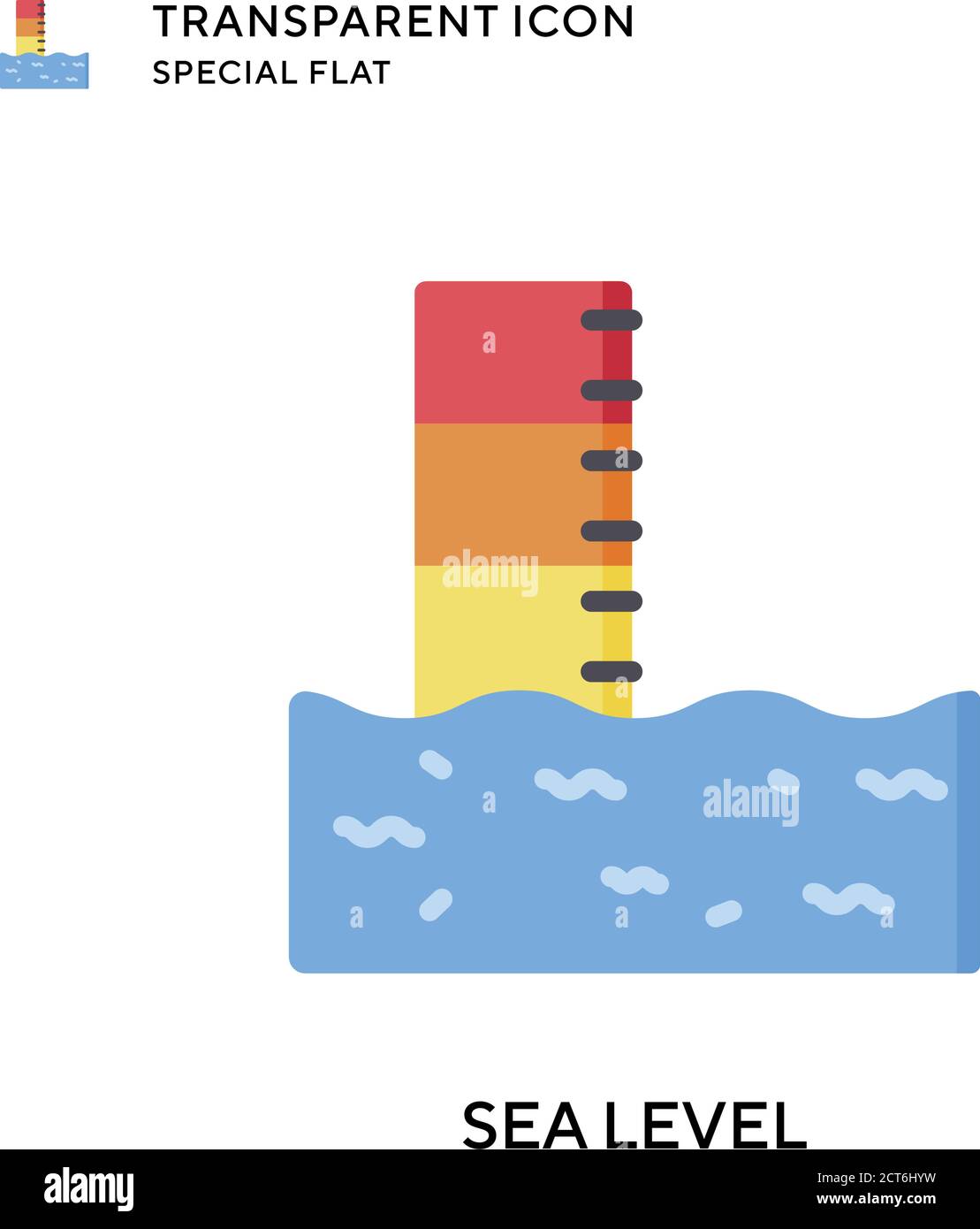 Sea level vector icon. Flat style illustration. EPS 10 vector. Stock Vector