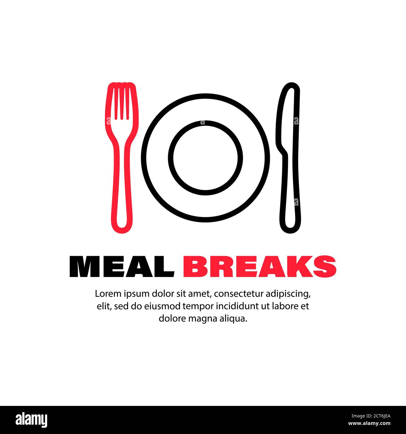 Meal breaks icon. Fork, spoon, plate. Lunch, dinner. Vector on isolated white background EPS 10 Stock Vector