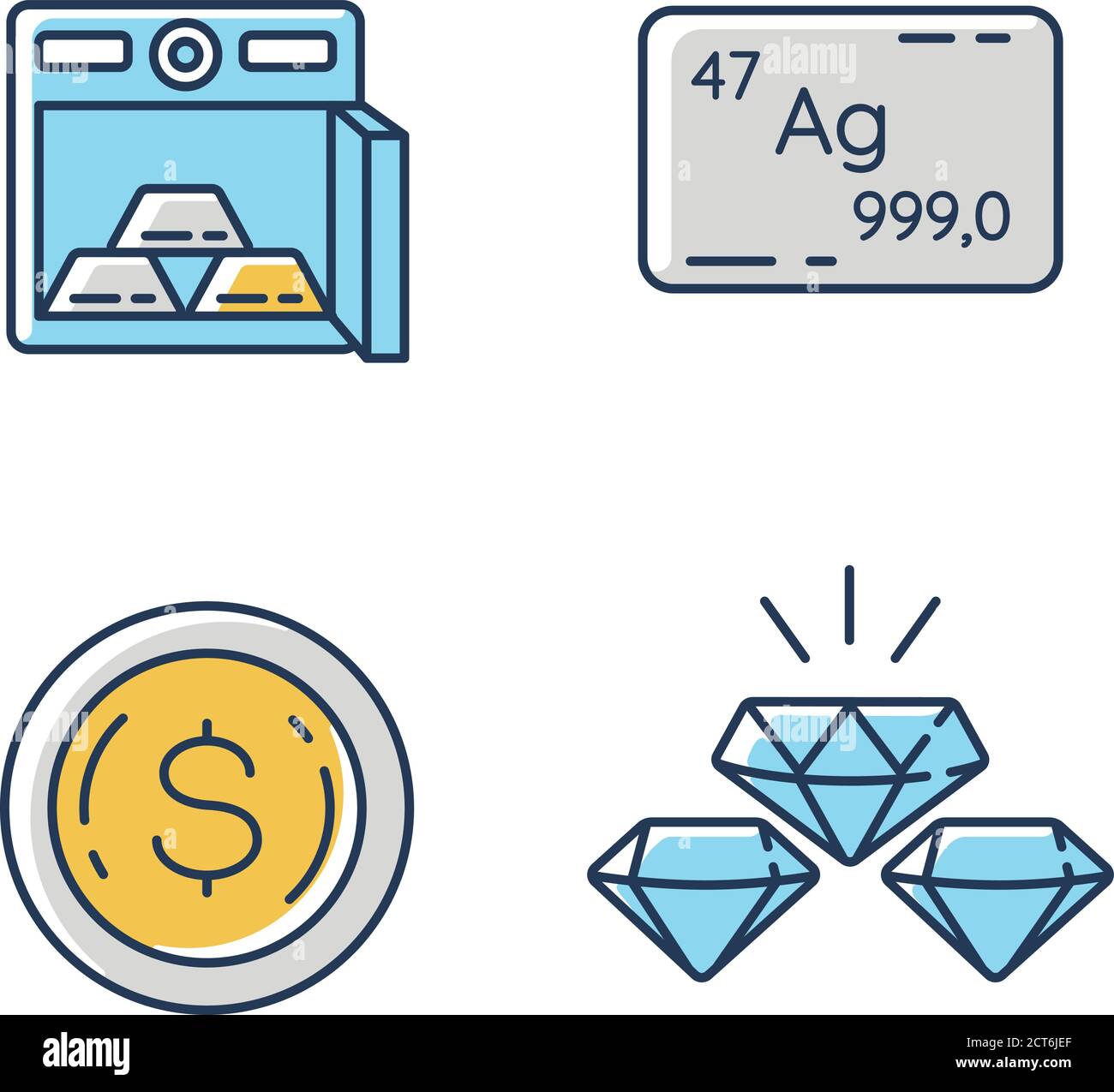 Precious metals gems RGB color icons set Stock Vector Image & Art - Alamy