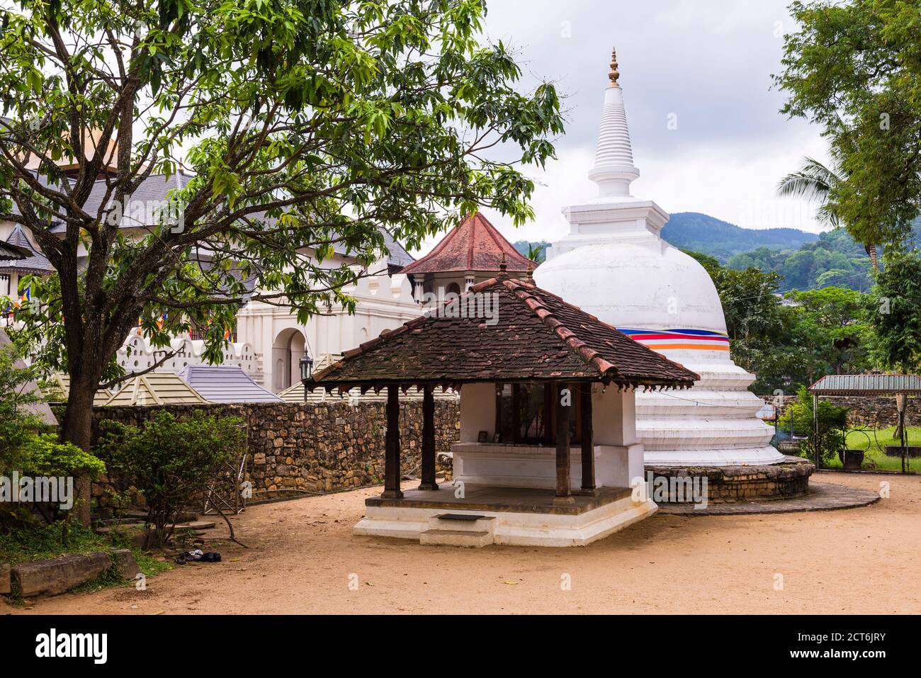 Stupa at the Temple of the Sacred Tooth Relic (Temple of the Tooth, Sri Dalada Maligawa) in Kandy, Sri Lanka, Asia Stock Photo