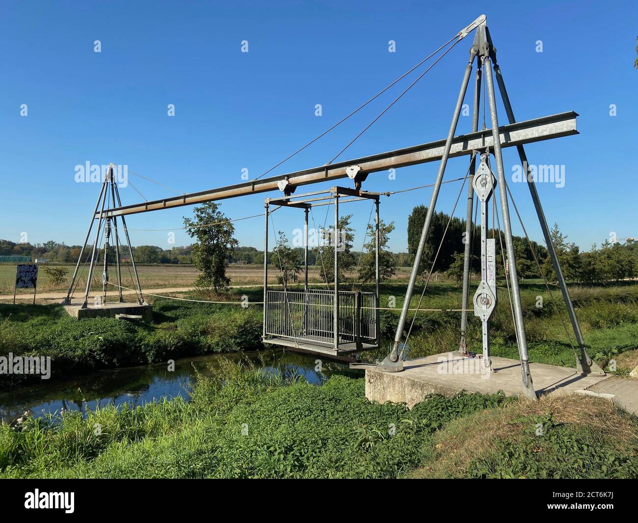Suspension bridge on the Niers Stock Photo