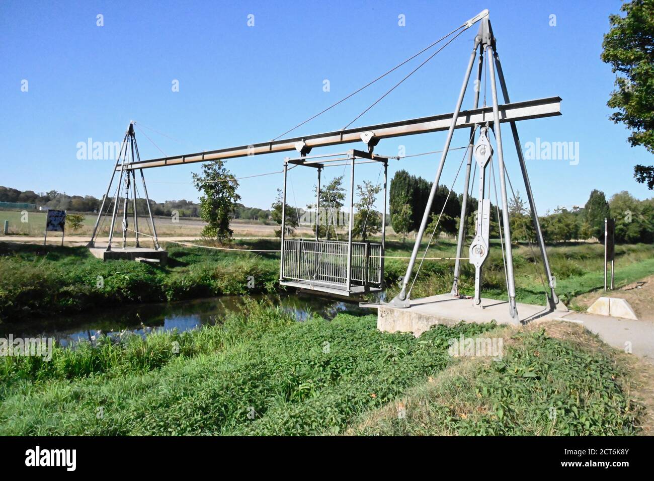 Suspension bridge on the Niers Stock Photo
