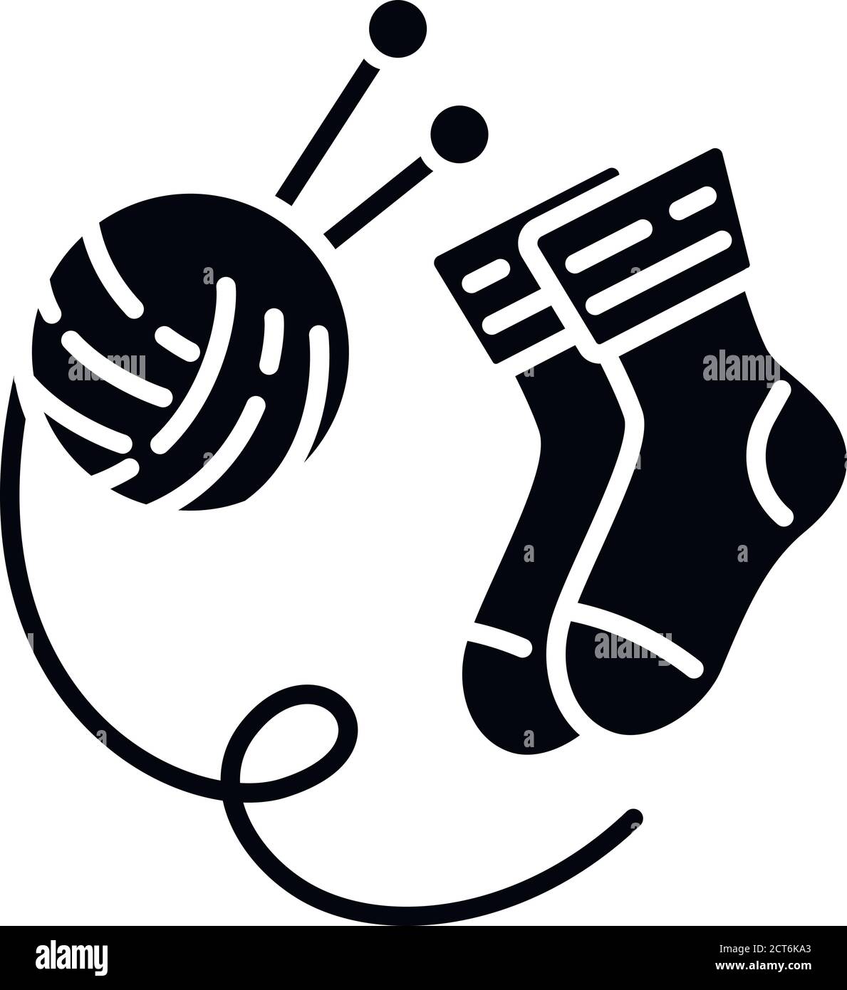 Hand knitted socks black glyph icon Stock Vector