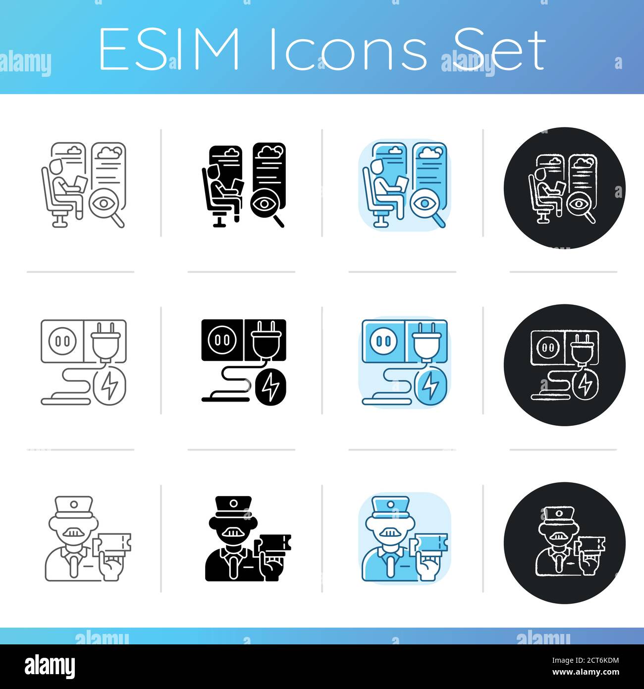 Luxury train service icons set Stock Vector