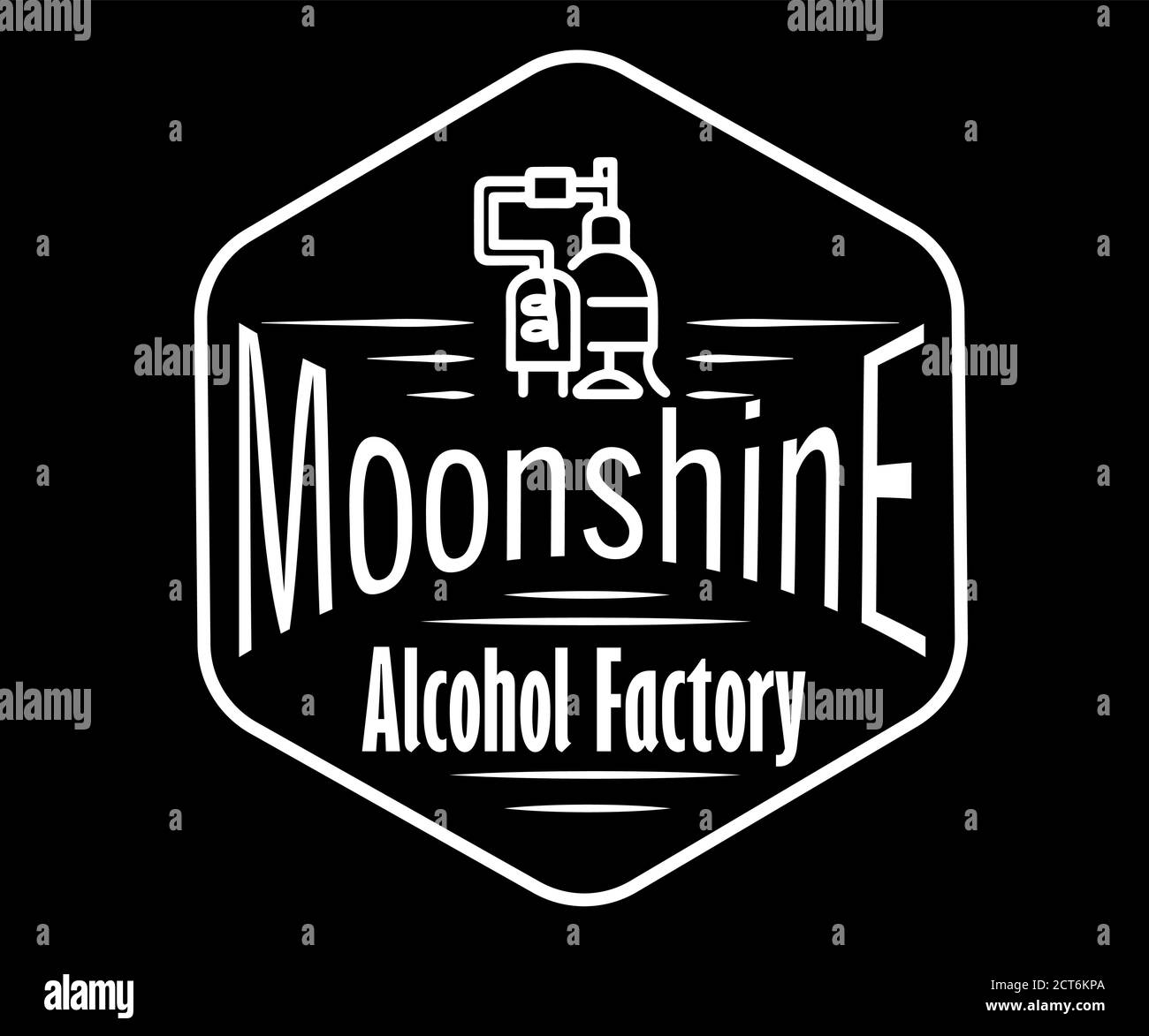 Emblem of the alcohol industry, business distillation. Hand drawn vector collection of alcoholic drinks. Set of stickers for whiskey, bourbon, moonshi Stock Vector