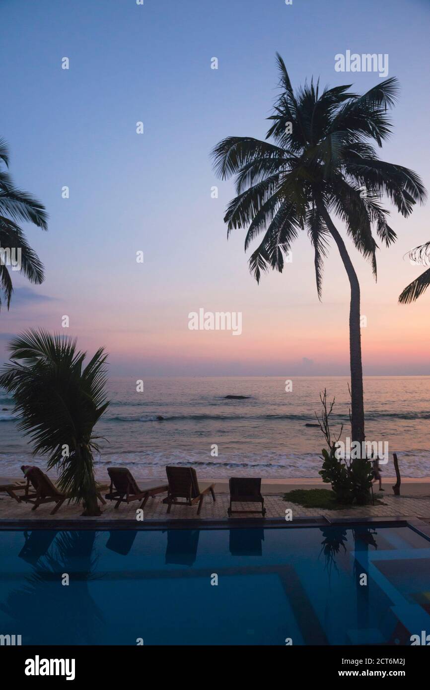 Swimming pool at luxury accommodation on Mirissa Beach, South Coast of Sri Lanka, Southern Province, Asia Stock Photo