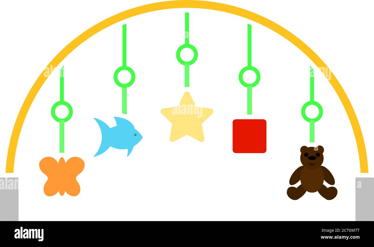 Baby Arc With Hanged Toys Icon. Flat Color Design. Vector Illustration. Stock Vector