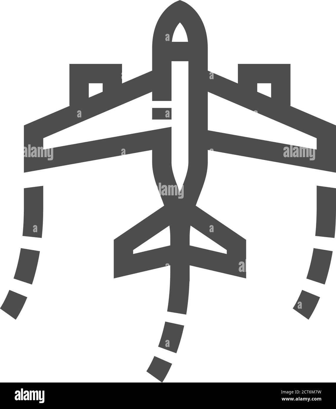 Airplane icon in thick outline style. Black and white monochrome vector illustration. Stock Vector