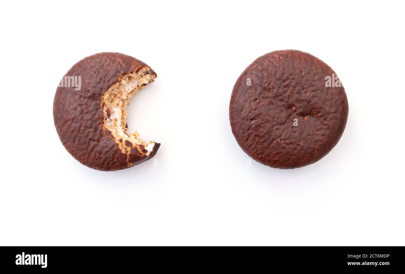 Chocolate cookies isolated on white Stock Photo